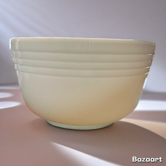 Vintage PYREX Hamilton Beach Mixing Bowl Milk Glass Ribbed USA Racine WI 50s - Picture 1 of 8